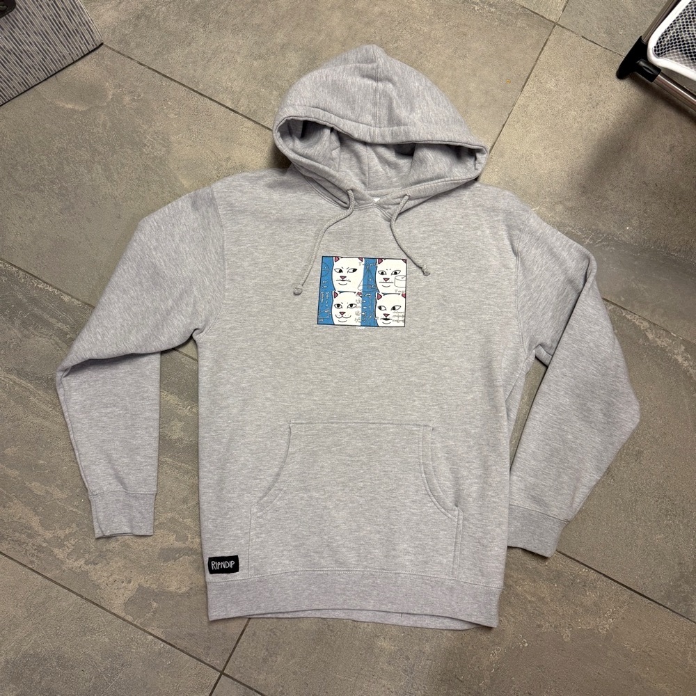 RIPNDIP Memory Bank Hoodie Sweatshirt Ash Heather Gray Grey Math Equations Cat